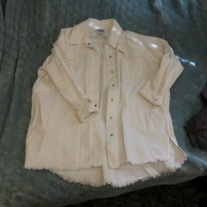 zara oversized white denim jacket/over shirt